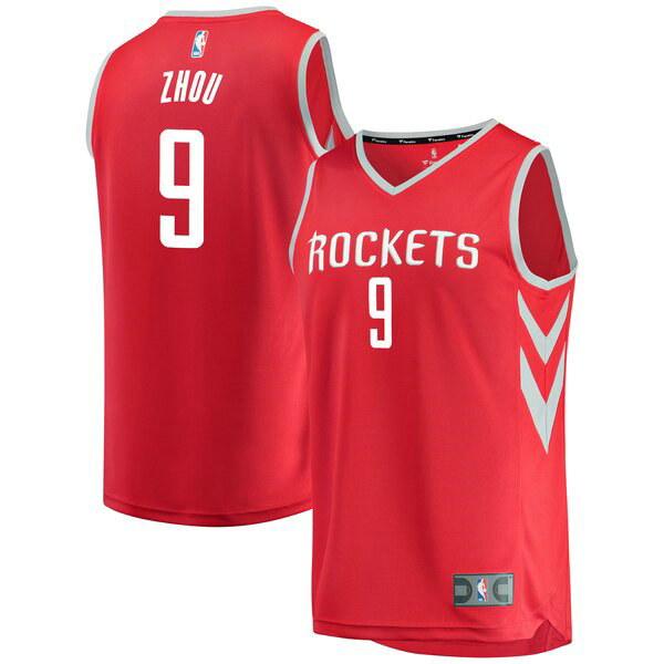 Maillot Houston Rockets Homme Zhou Qi 9 Icon Edition Rouge